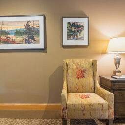 Cozy lobby with local art